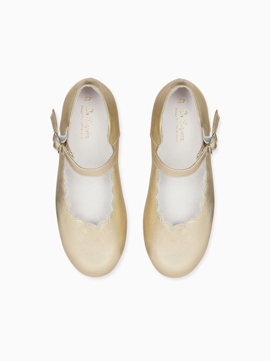 La Coqueta Other - La Coqueta Gold Scalloped Mary Jane Shoes Girls EU 27 US 10 Soft Nappa Leather